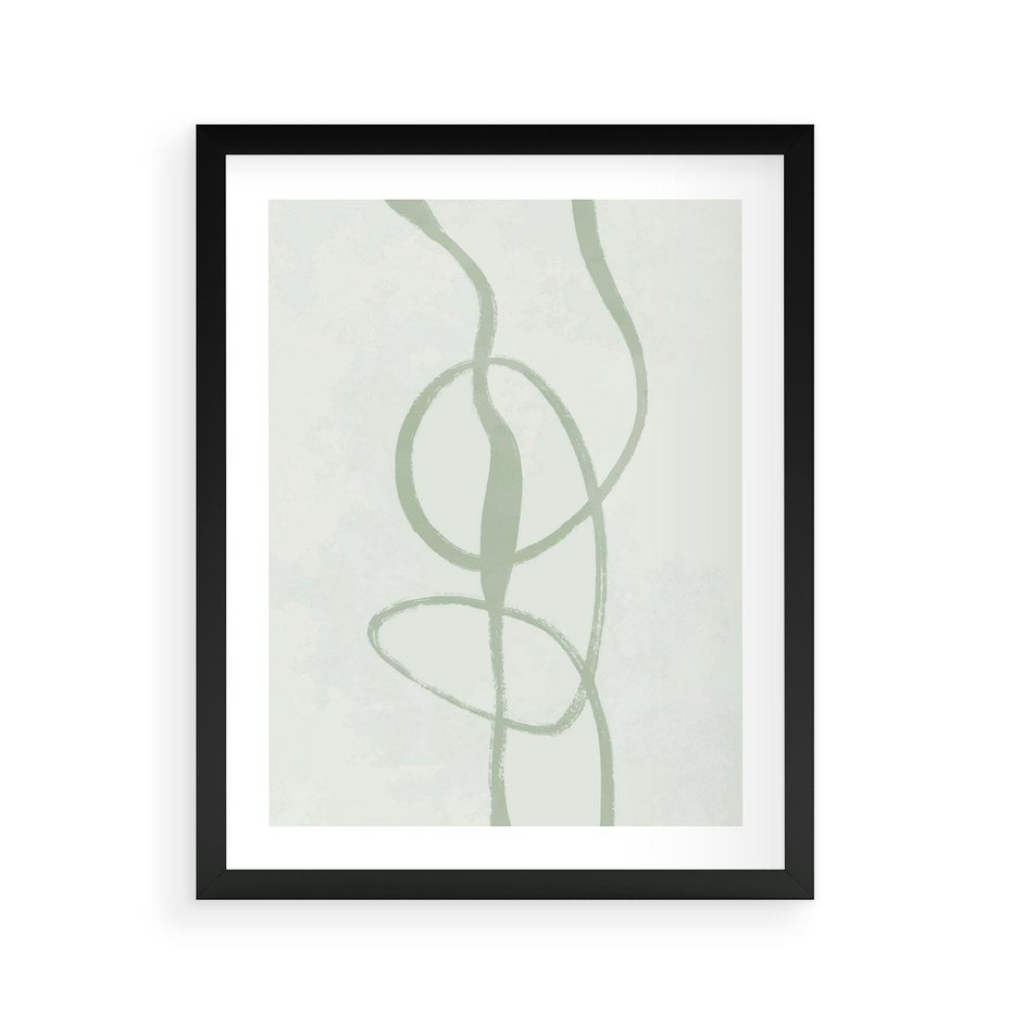 Plakat w ramie 40x50 - Zieleń Wewnętrznej Harmonii - zielona abstrakcja, zgaszona zieleń - rama czarna