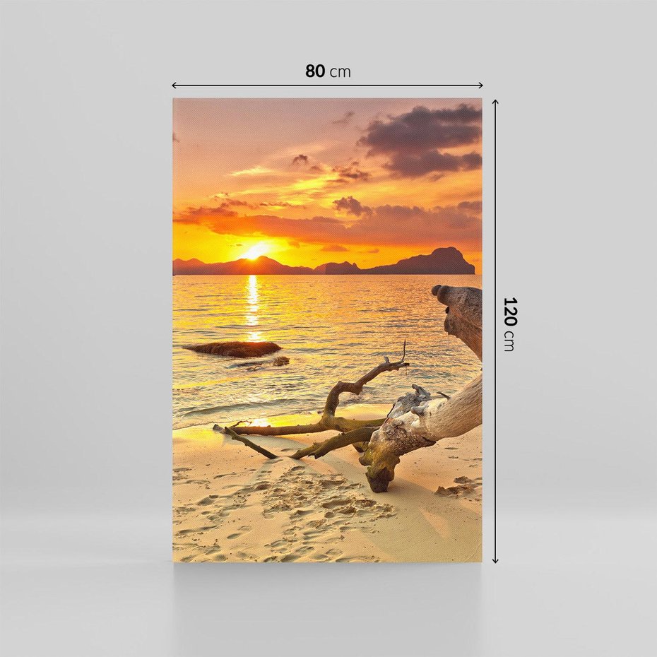 Obraz na płótnie 80x120 - Magia zachodu słońca nad morzem - plaża, morze