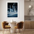 Plakat w ramie 50x70 - Nocne pejzaże miasta - miasto, nocą - rama biała