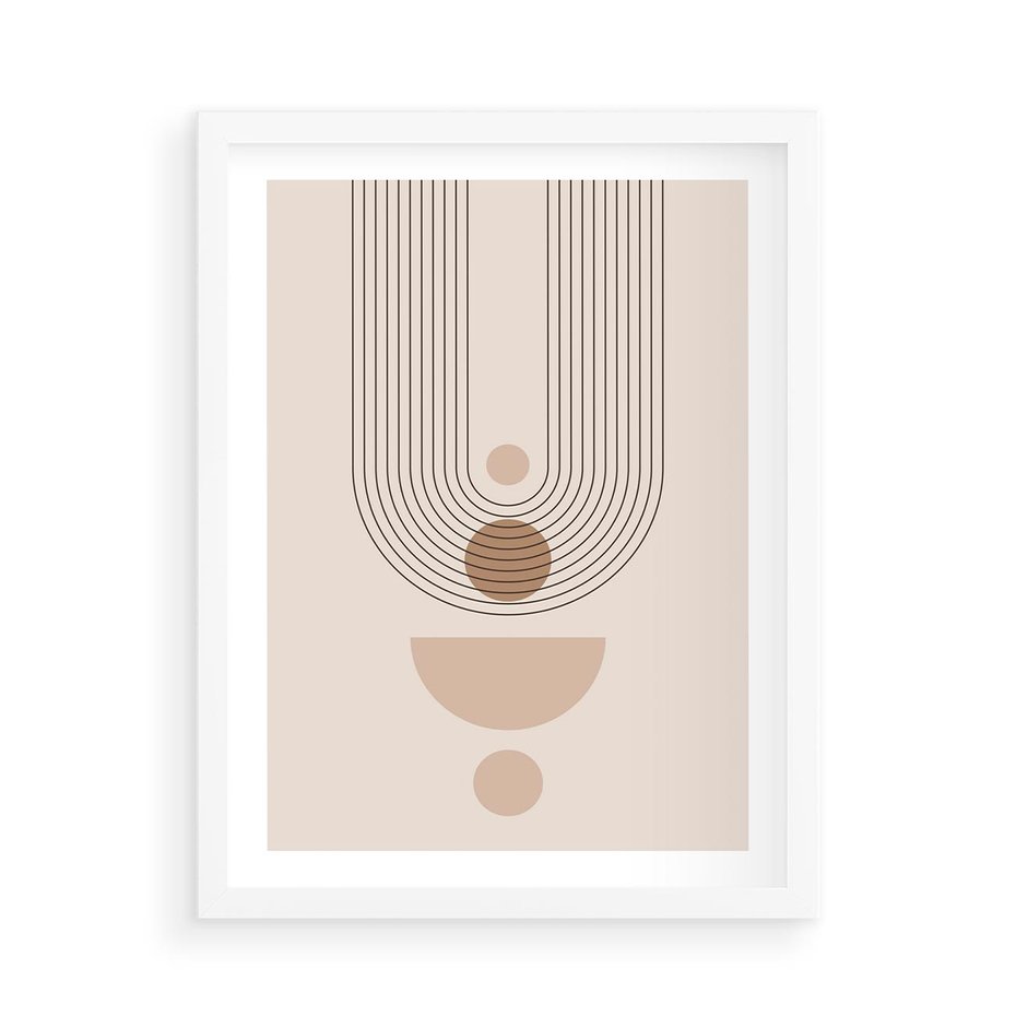 Plakat w ramie 50x70 - Strukturalne Kształty Postępu - boho plakat, minimalizm - rama biała