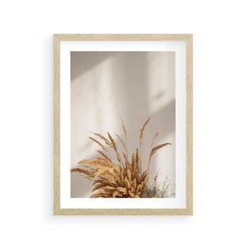 Plakat w ramie 30x40 - mpresyjne układy traw - boho, trawy - rama drewno