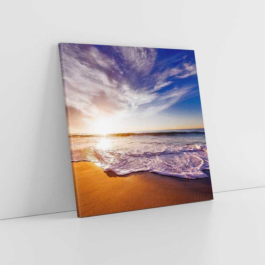 Obraz na płótnie 40x40 - Fale nad morzem - morze, plaża