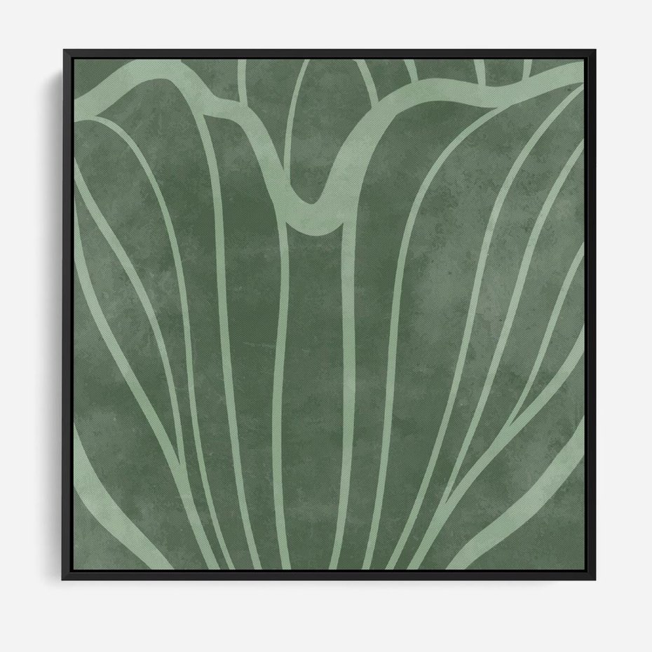 Obraz w ramie 50x50 - Zieleń Kształtująca Spokój - zielony plakat, roślinne inspiracje - rama czarna