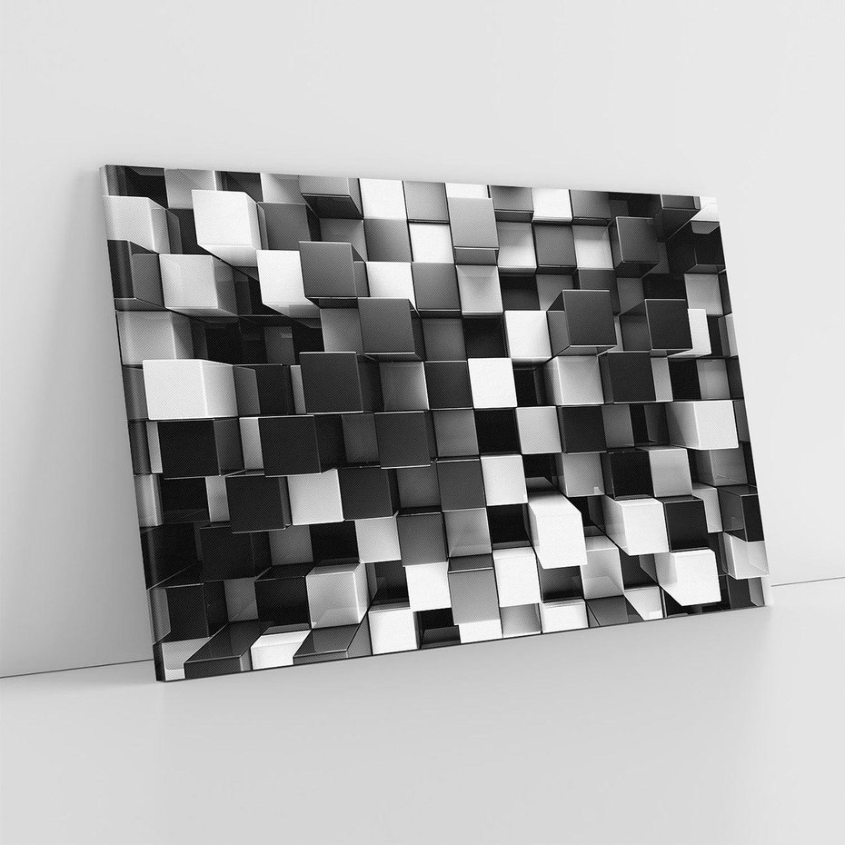 Obraz na płótnie 70x50 - Abstrakcyjna Szachownica: Gra Kolorów w 3D - 3D, abstrakcja