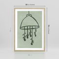 Plakat w ramie 50x70 - Zieleń Inspirującego Spokoju - plakat z abstrakcyjną zieloną lampą, skandynawski design - rama drewno