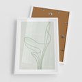 Plakat w ramie 50x70 - Zielona Równowaga Linii - abstrakcyjne delikatne zielone linie, nowoczesny plakat - rama biała