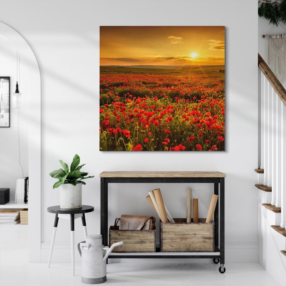 Obraz na płótnie 50x50 - Makowe uczucia - maki, kwiaty