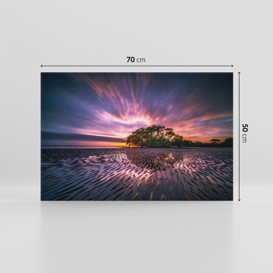 Obraz na płótnie 70x50 - Górska idylla: Domek nad strumykiem - jezioro, wyspa