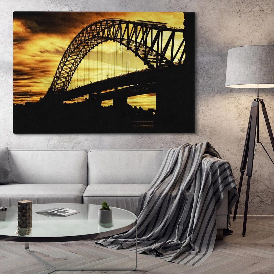 Obraz na płótnie 100x70 - Most przy zachodzie słońca - most, zachód