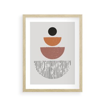 Plakat w ramie 40x50 - Półkola i Boho Akcent - geometria, półkola - rama drewno