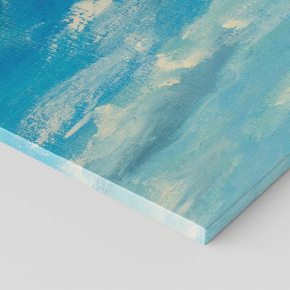 Obraz na płótnie 30x30 - Oddechy niebiańskiej materii - olejny obraz, smugi farby przypominają obłoki na błękitnym niebie