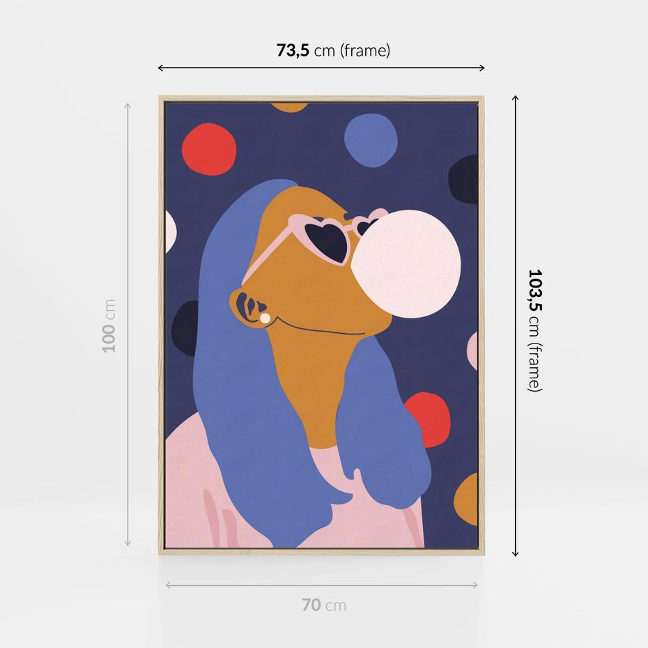 Obraz w ramie 70x100 - Odbicie Kobiety - nowoczesny plakat, styl retro - rama drewno