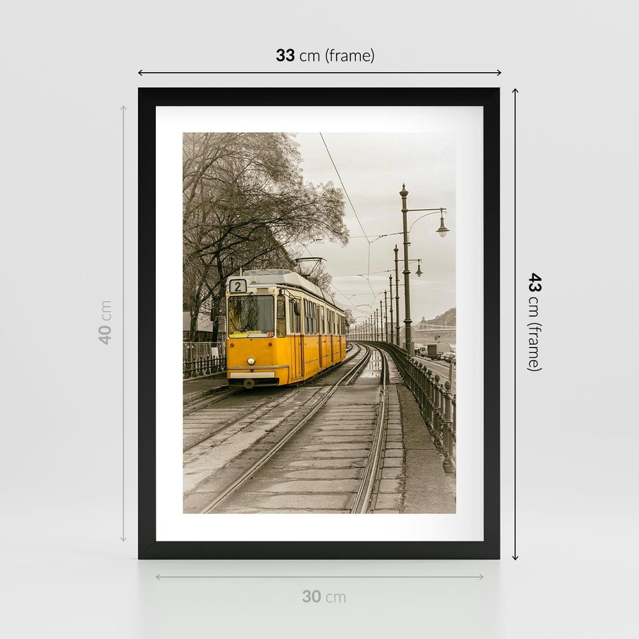 Plakat w ramie 30x40 - Tramwaj w Lizbonie - Lizbona, tramwaj - rama czarna