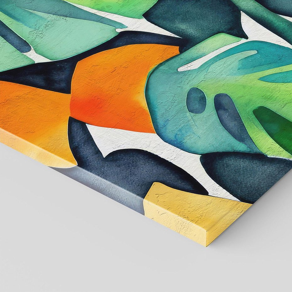 Obraz na płótnie 100x70 - Tropikalne Pragnienia - akwarela, liście tropikalne