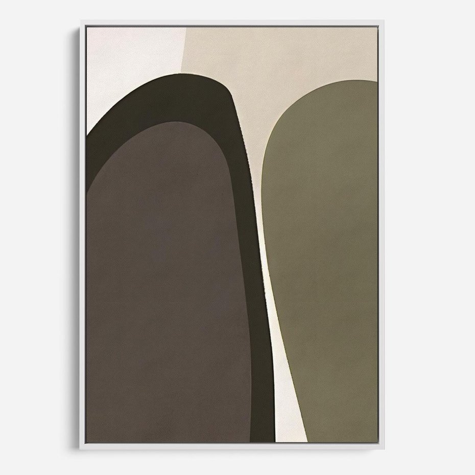 Obraz w ramie 50x70 - Fale w Zieleni - abstrakcyjne kształty, zgaszona zieleń - rama biała