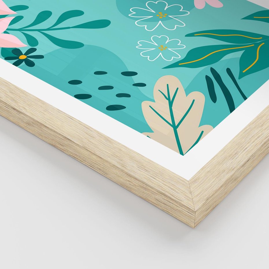 Plakat w ramie 50x70 - Rozkwitające Widoki - pastelowa kompozycja, kwiaty - rama drewno