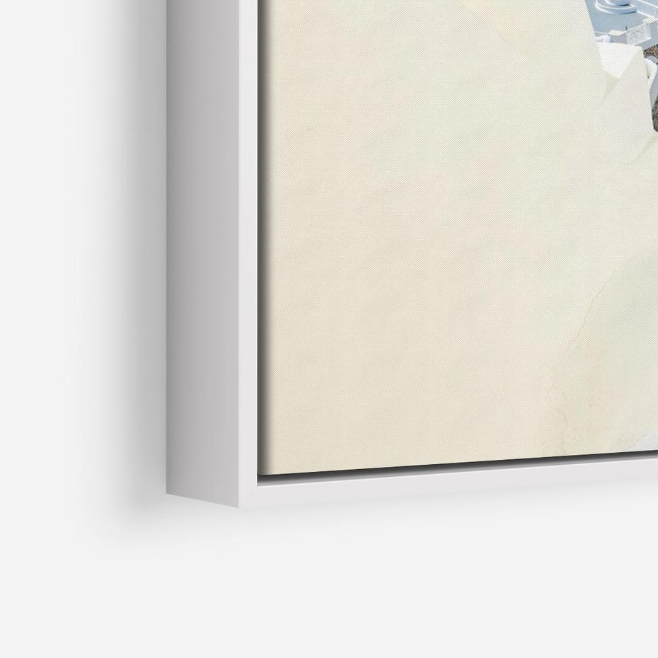 Obraz w ramie 100x70 - Malowniczy urok wyspy - Santorini, schodki - rama biała