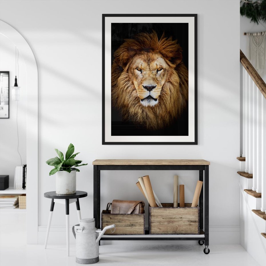 Plakat bez ramy 21x30 - Król zwierząt w majestatycznym stylu - lew, król