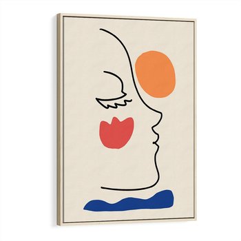 Obraz w ramie 50x70 - Taniec Przenikających Plam - abstrakcyjny obraz, przypomina twarz - rama drewno