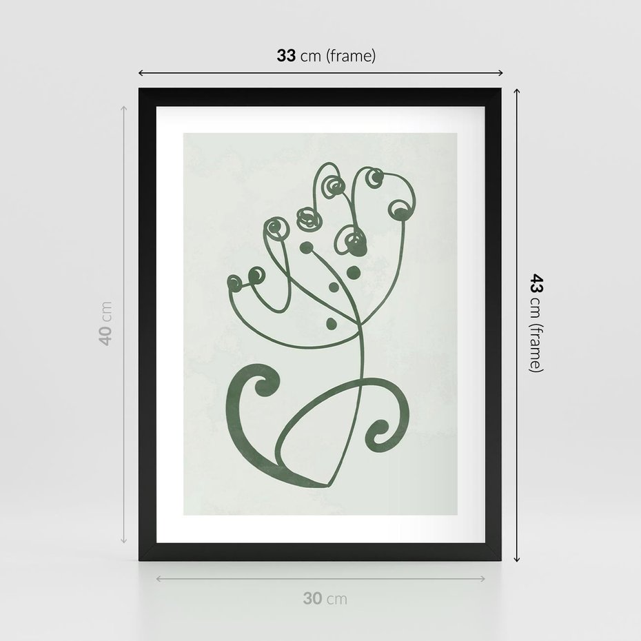 Plakat w ramie 30x40 - Zieleń Wyjątkowego Ukojenia - zielony odcień, abstrakcja - rama czarna