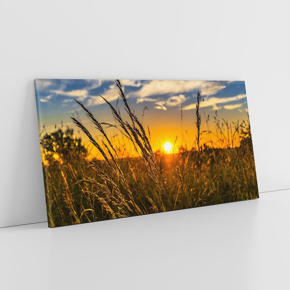 Obraz na płótnie 120x60 - "Zachód Słońca, Łąka - Magiczna Aura - zachód, słońca