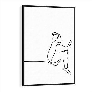 Obraz w ramie 50x70 - Linie Wewnętrznej Refleksji - line art, szkic - rama czarna