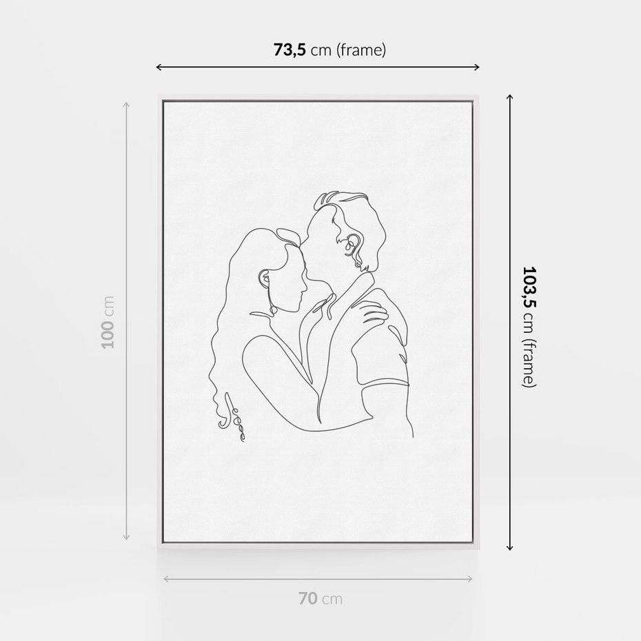 Obraz w ramie 70x100 - Wewnętrzne Emocje - para zakochanych, kobieta i mężczyzna - rama biała