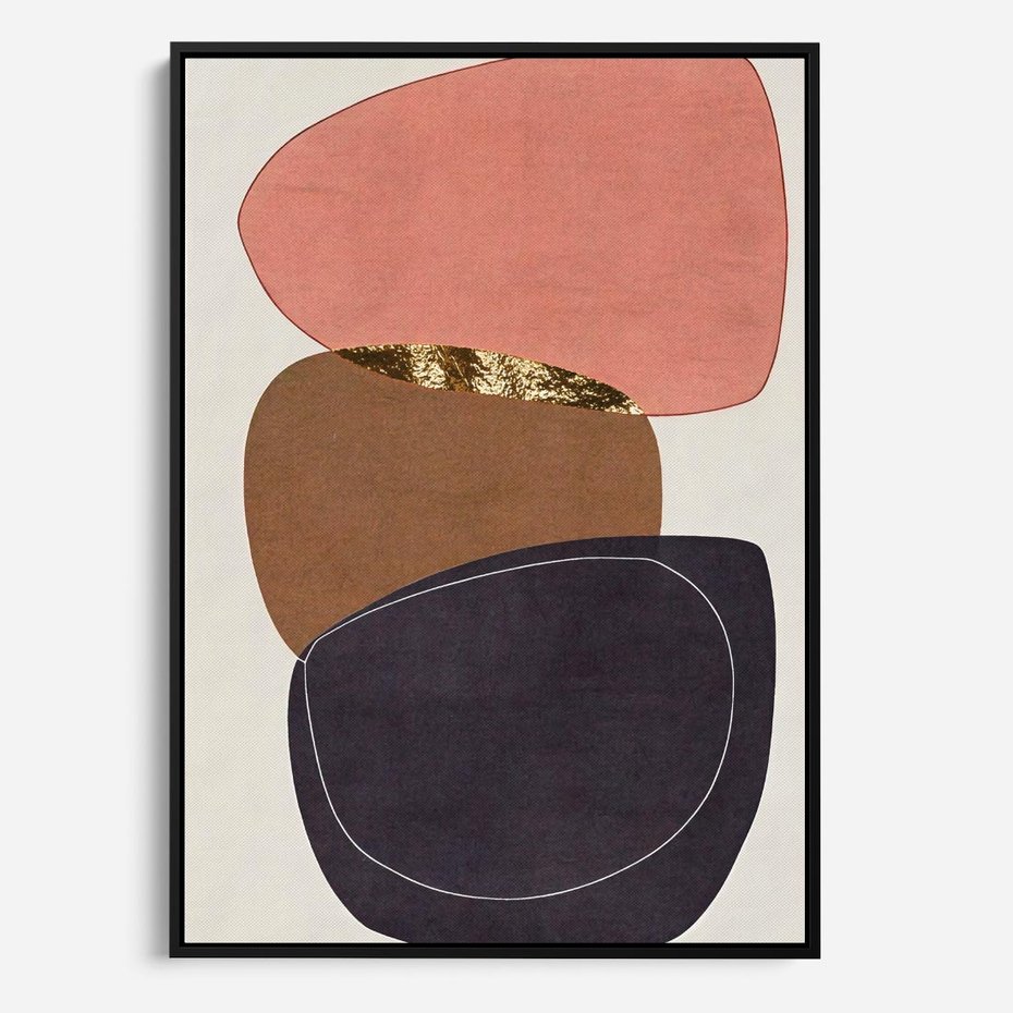 Obraz w ramie 70x100 - Rozkwitające Przenikające Formy - abstrakcyjny obraz, geometryczne formy - rama czarna