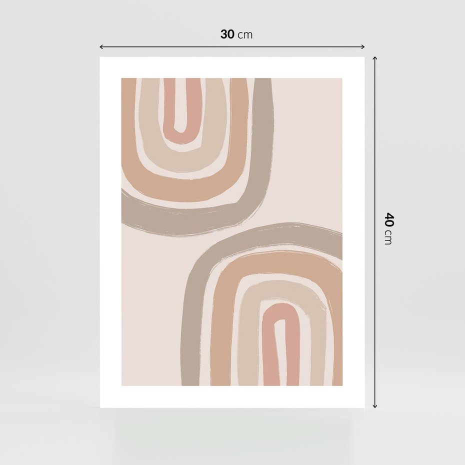 Plakat bez ramy 30x40 - Migotliwe Tęczowe Przestrzenie - abstakcyjne tęcze, delikatne odcienie beżu