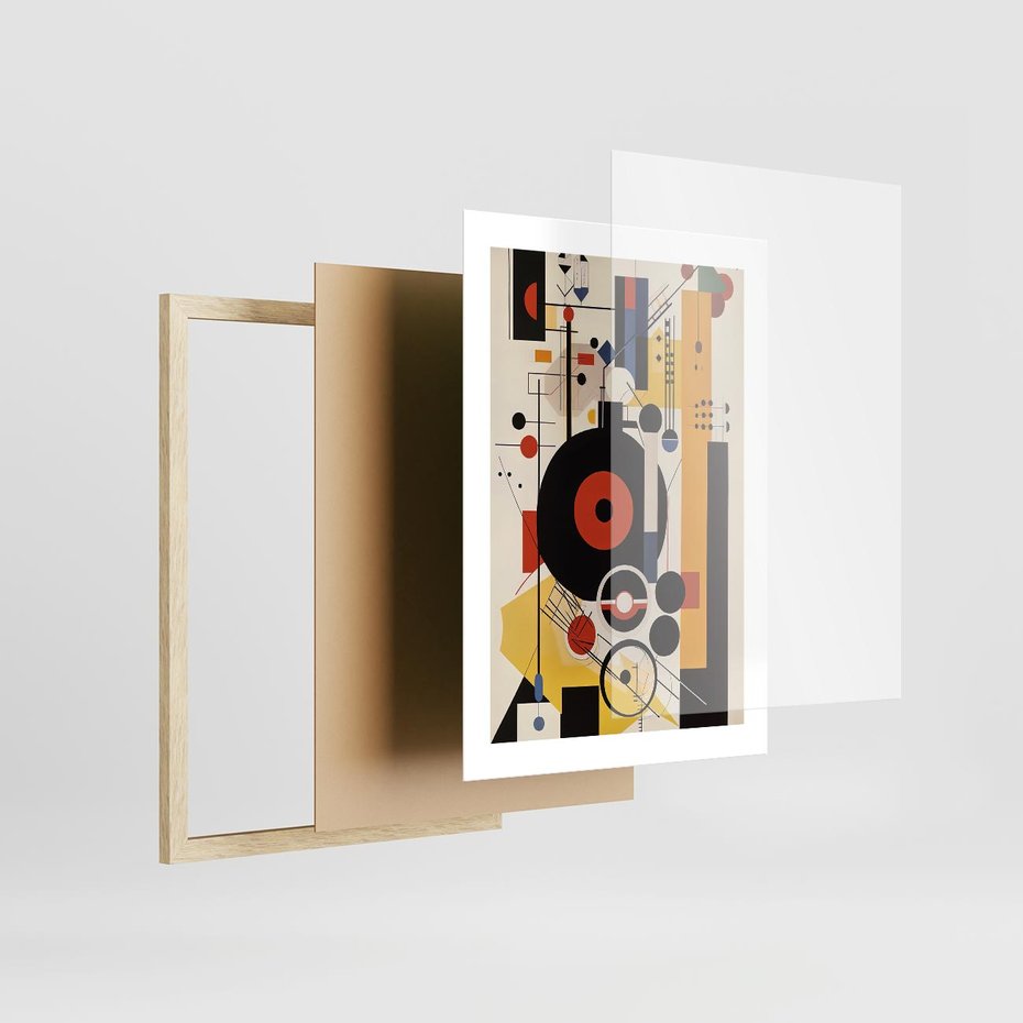 Plakat w ramie 30x40 - Wnętrza Refleksyjnego Światła - modernistyczny obraz, styl bauhaus - rama drewno