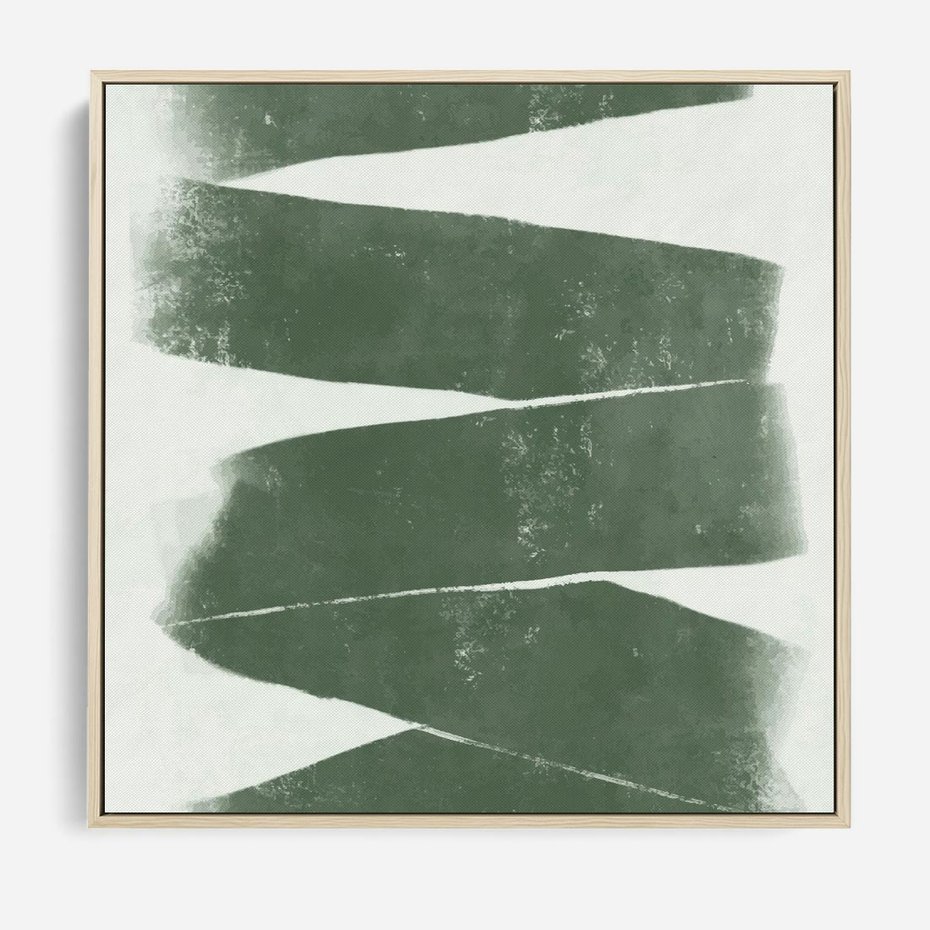 Obraz w ramie 50x50 - Zielone Refleksje - abstrakcja, zgaszony zielony kolor - rama drewno