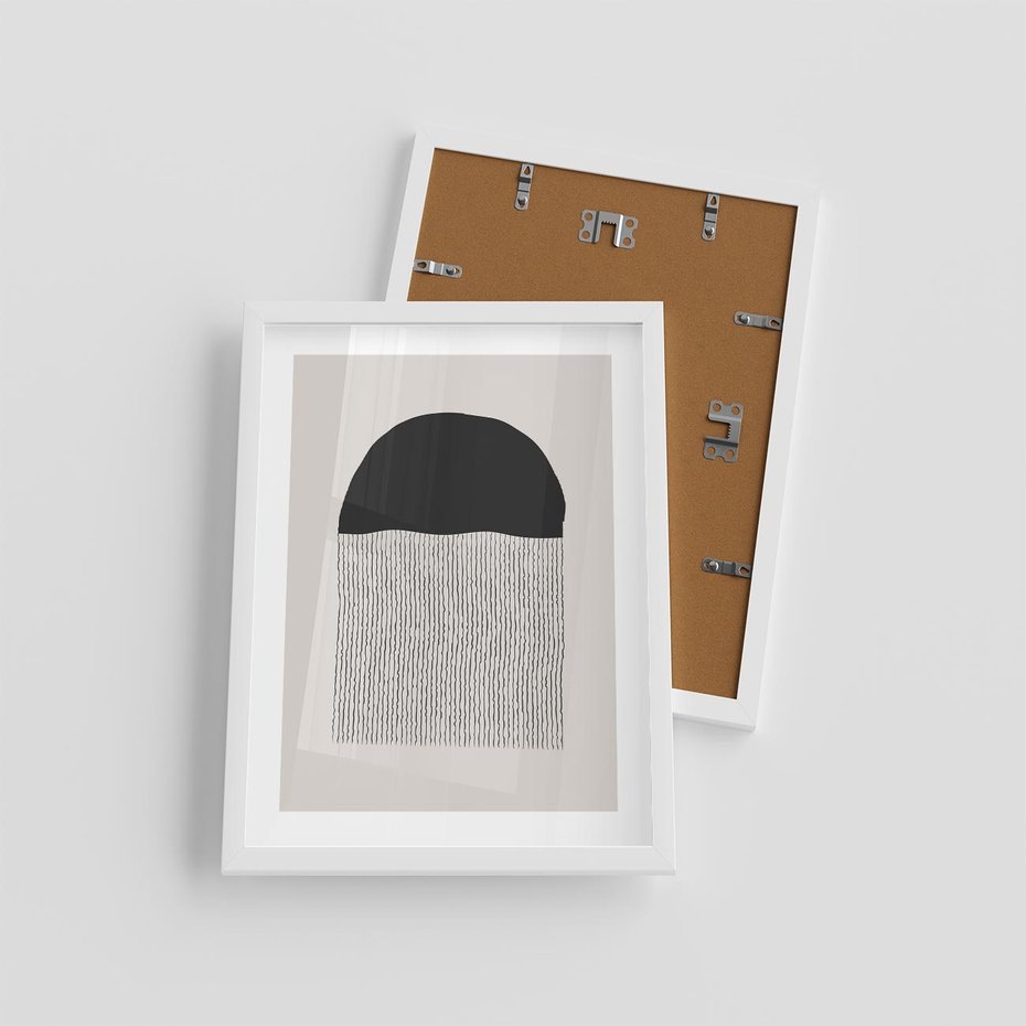 Plakat w ramie 30x40 - Wewnętrzne Widzenia - abstrakcyjna kompozycja, półkole - rama biała