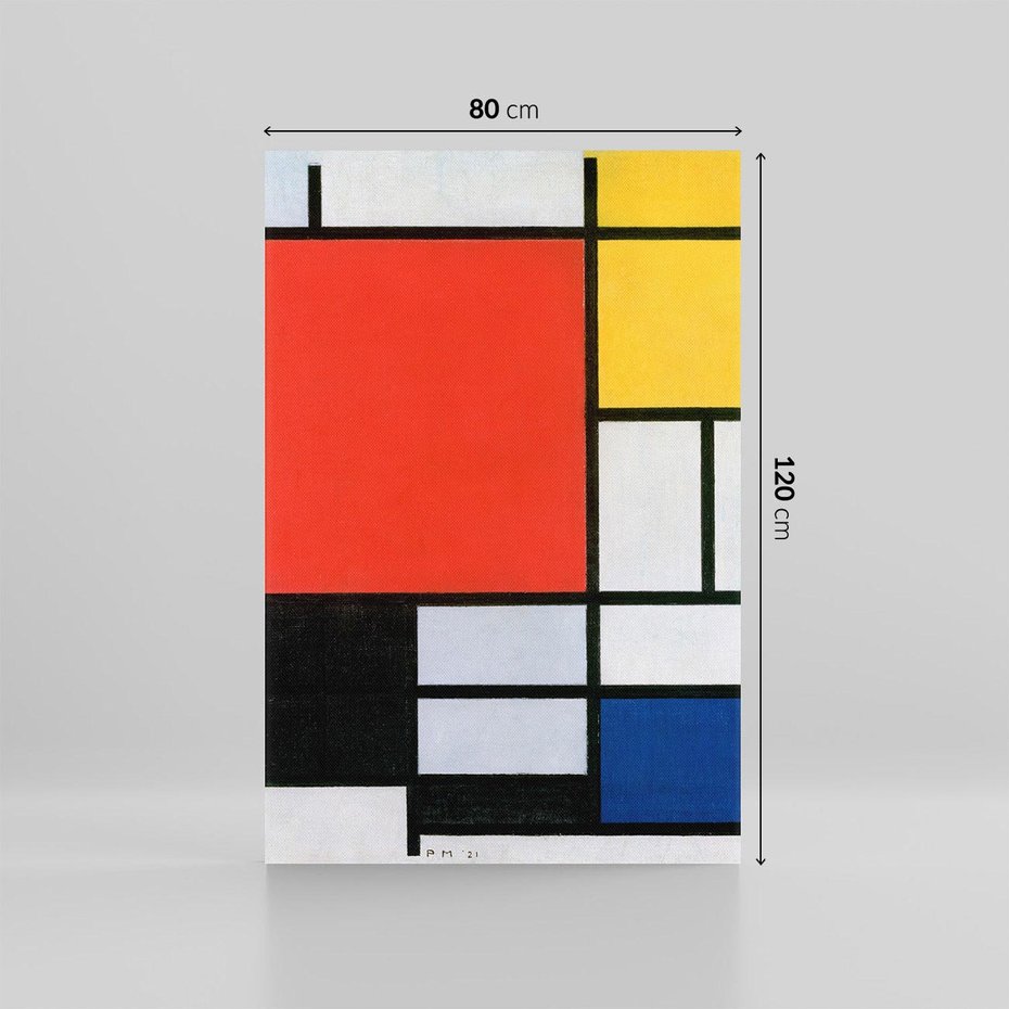 Obraz na płótnie 80x120 - "Composition with Red, Yellow, Blue, and Black" (1921), Piet Mondrian - Reprodukcja - reprodukcja, obraz na płótnie