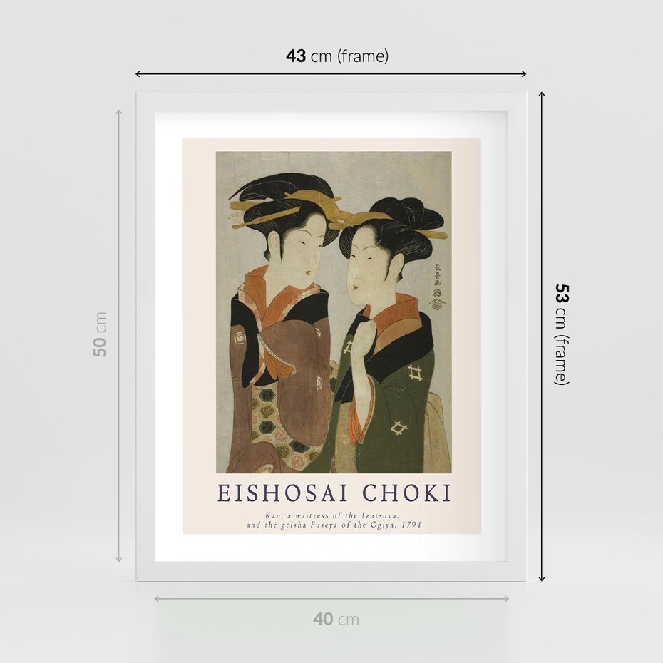 Plakat w ramie 40x50 - Reprodukcja Japońskiej Grafiki - eishosai choki, reprodukcja grafiki - rama biała