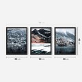 Zestaw obrazy w ramie 30x40 galeria - Norweskie, domki, góry, zima - rama czarna