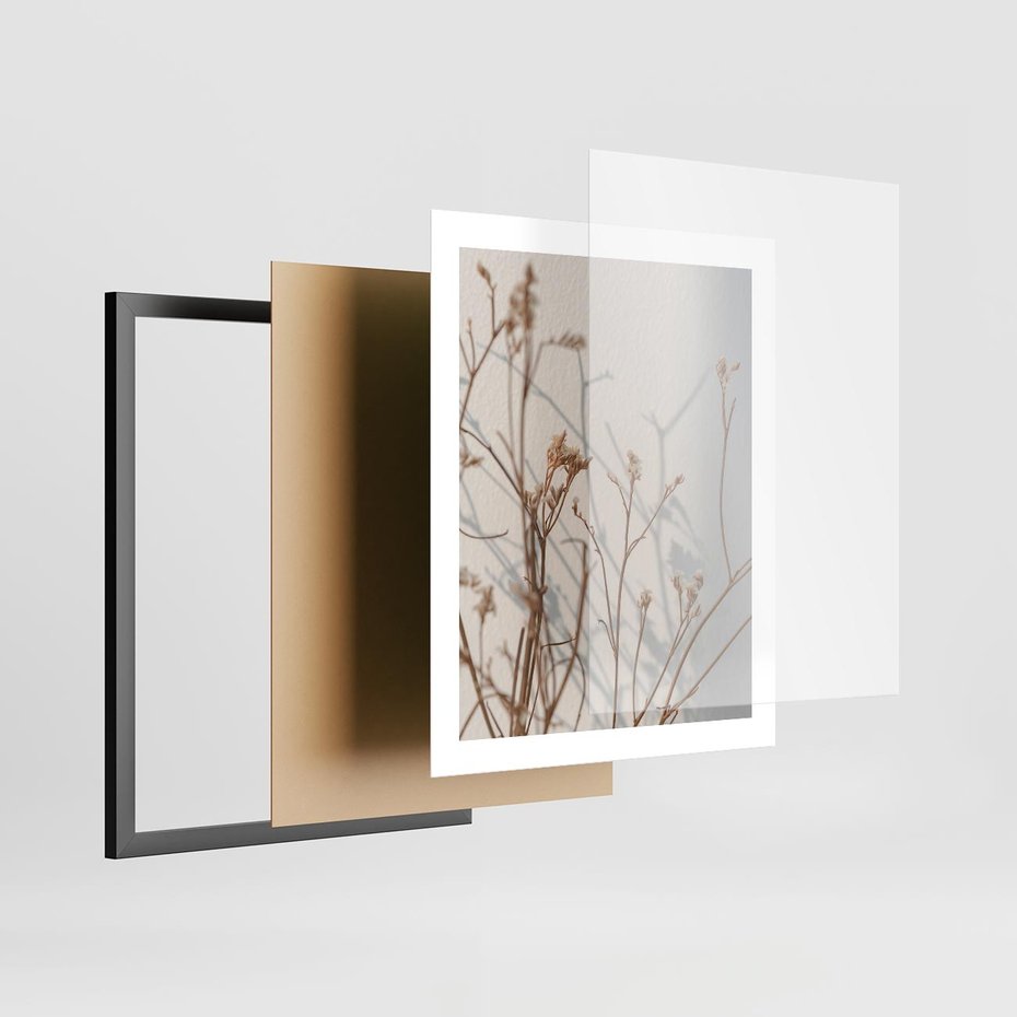 Plakat w ramie 40x50 - Boho gałązki suche - gałązki, suche - rama czarna