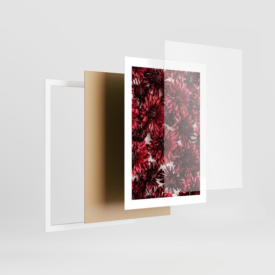 Plakat w ramie 30x40 - Energia Kwiatów - czerwone kwiaty, kompozycja - rama biała