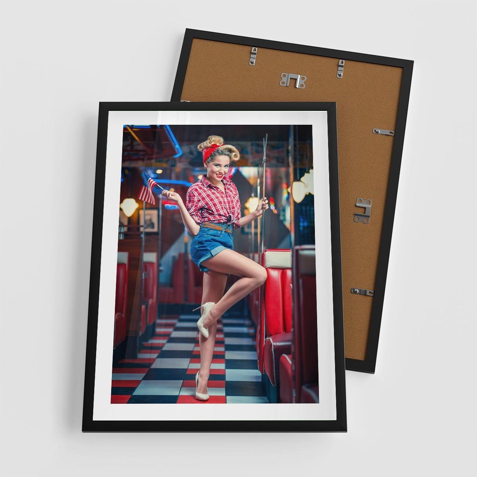 Plakat w ramie 50x70 - Czas Wstecz - retro, restauracja - rama czarna