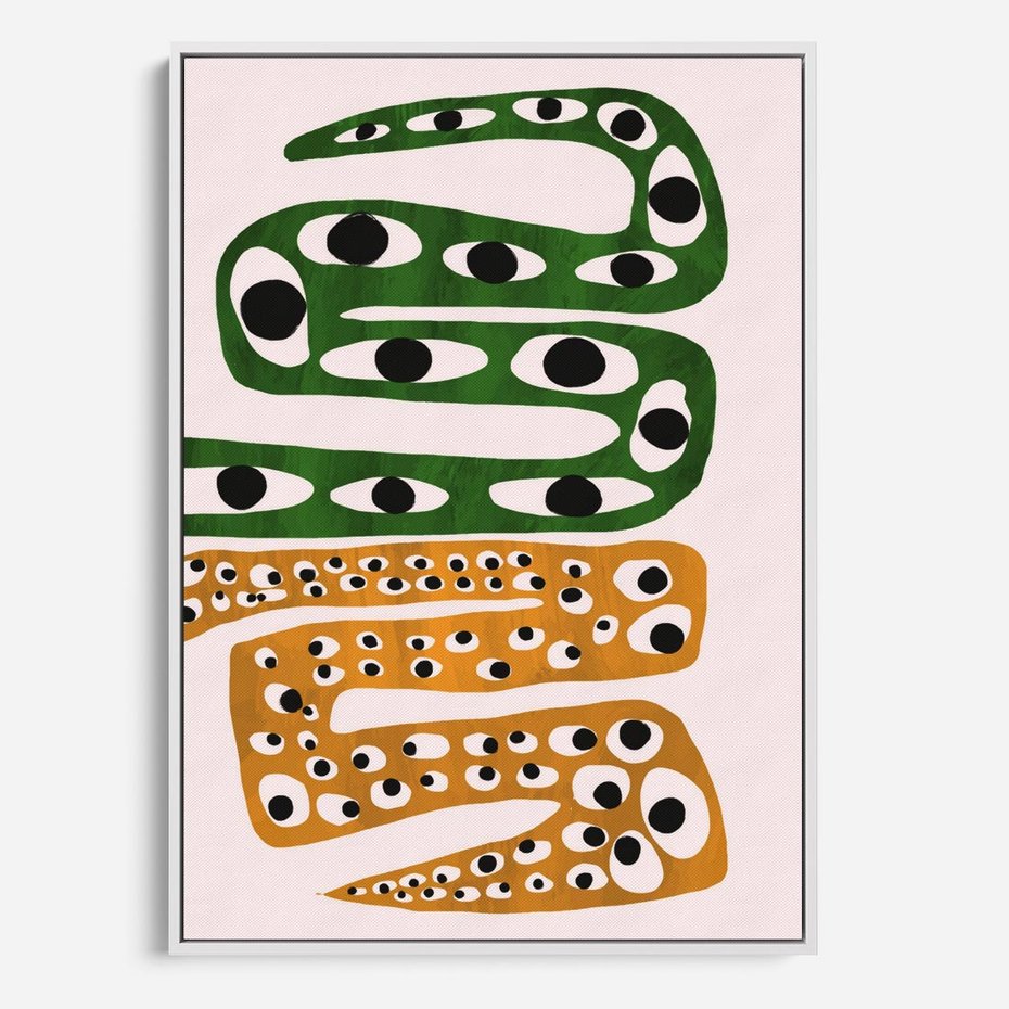 Obraz w ramie 50x70 - Mroczne Wypaczenia - abstrakcyjny obraz, dziwne kształty - rama biała