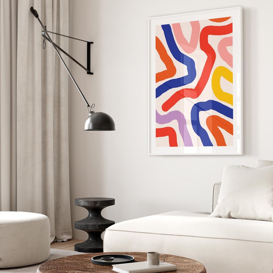 Plakat bez ramy 21x30 - Intrygujące Widzenia - abstrakcyjny kolorowy obraz, kolorowe linie