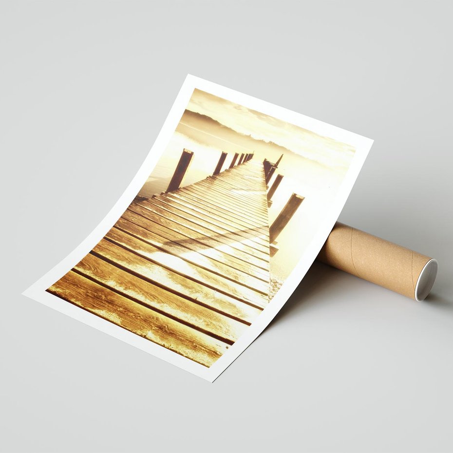 Plakat bez ramy 40x50 - Stary pomost w sepia - pomost, sepia