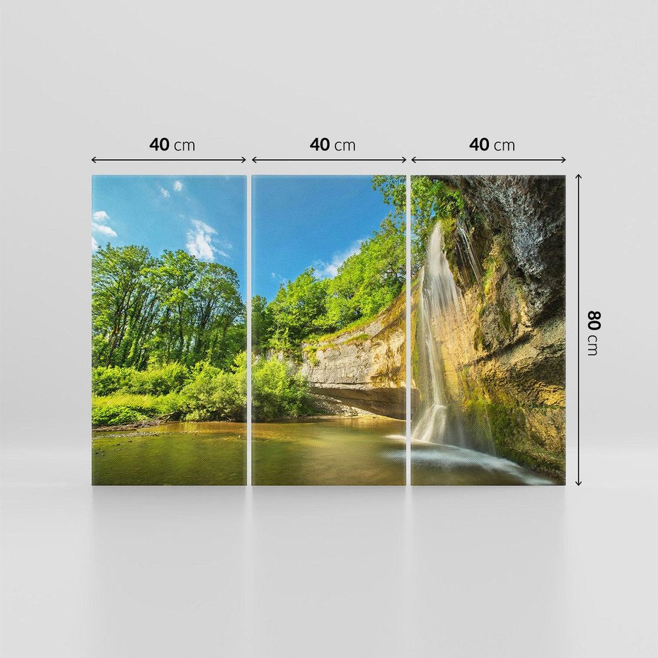 Obraz na płótnie 120x80 - Wodospad: Skały w ruchu - wodospad, las