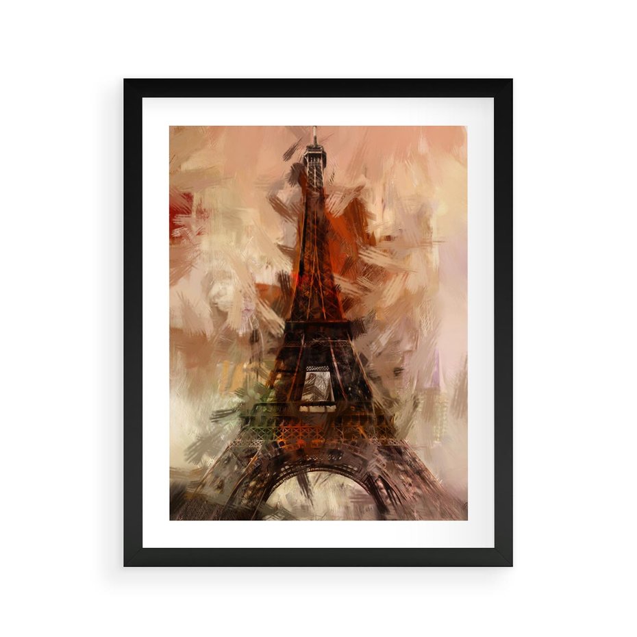 Plakat w ramie 40x50 - Abstrakcyjna Eiffla - miasto w nowej formie - Eiffla, abstrakcja - rama czarna