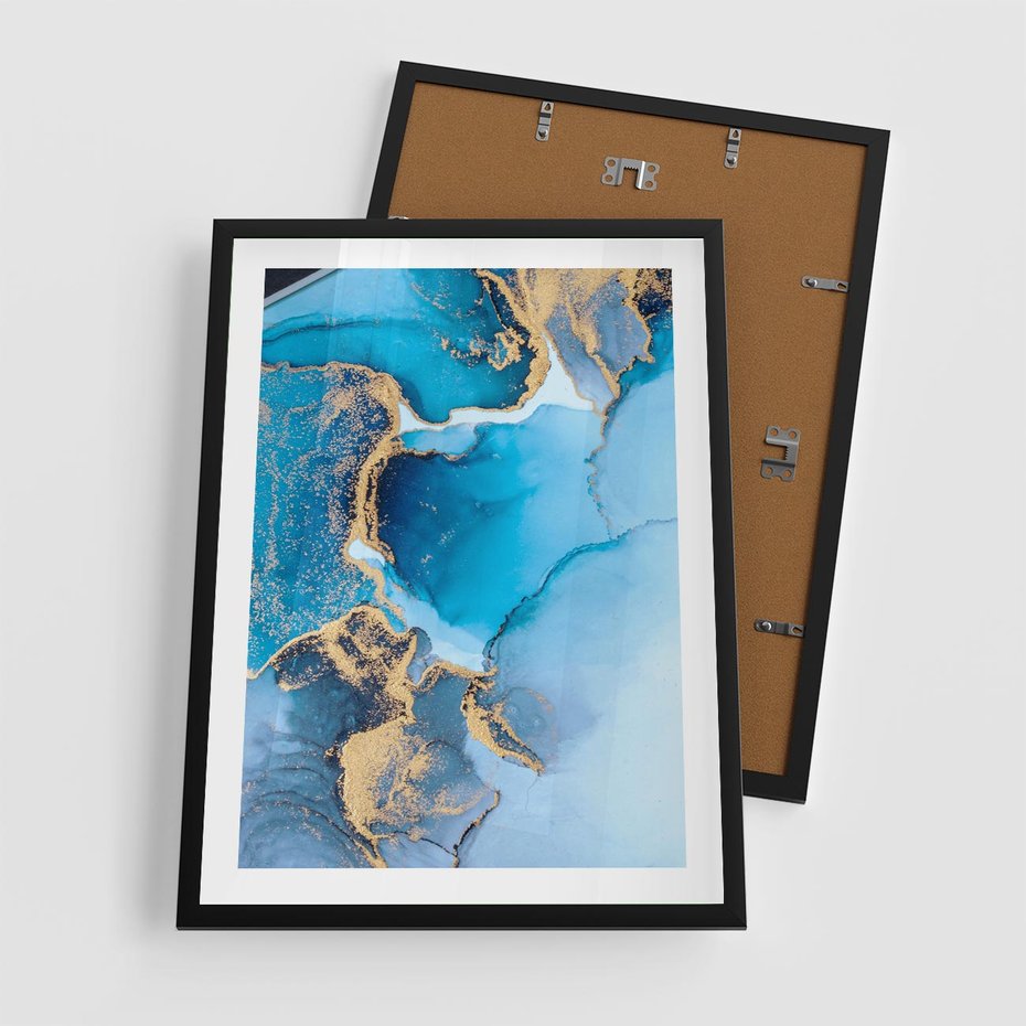 Plakat w ramie 50x70 - Elegancja i Wyrafinowanie - marmur, złoto - rama czarna