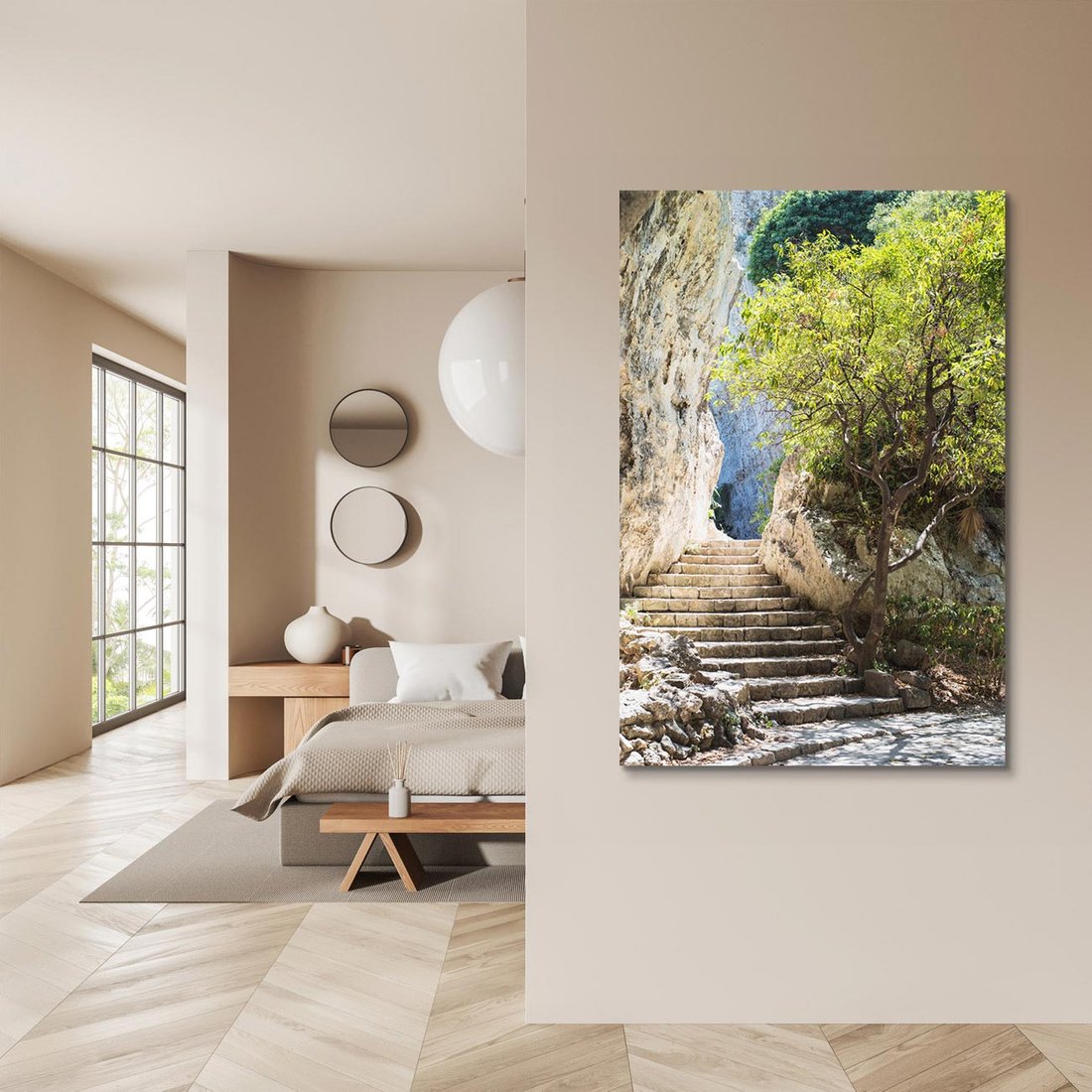 Obraz na płótnie 50x70 - Krok po kroku do celu - schody, perspektywa