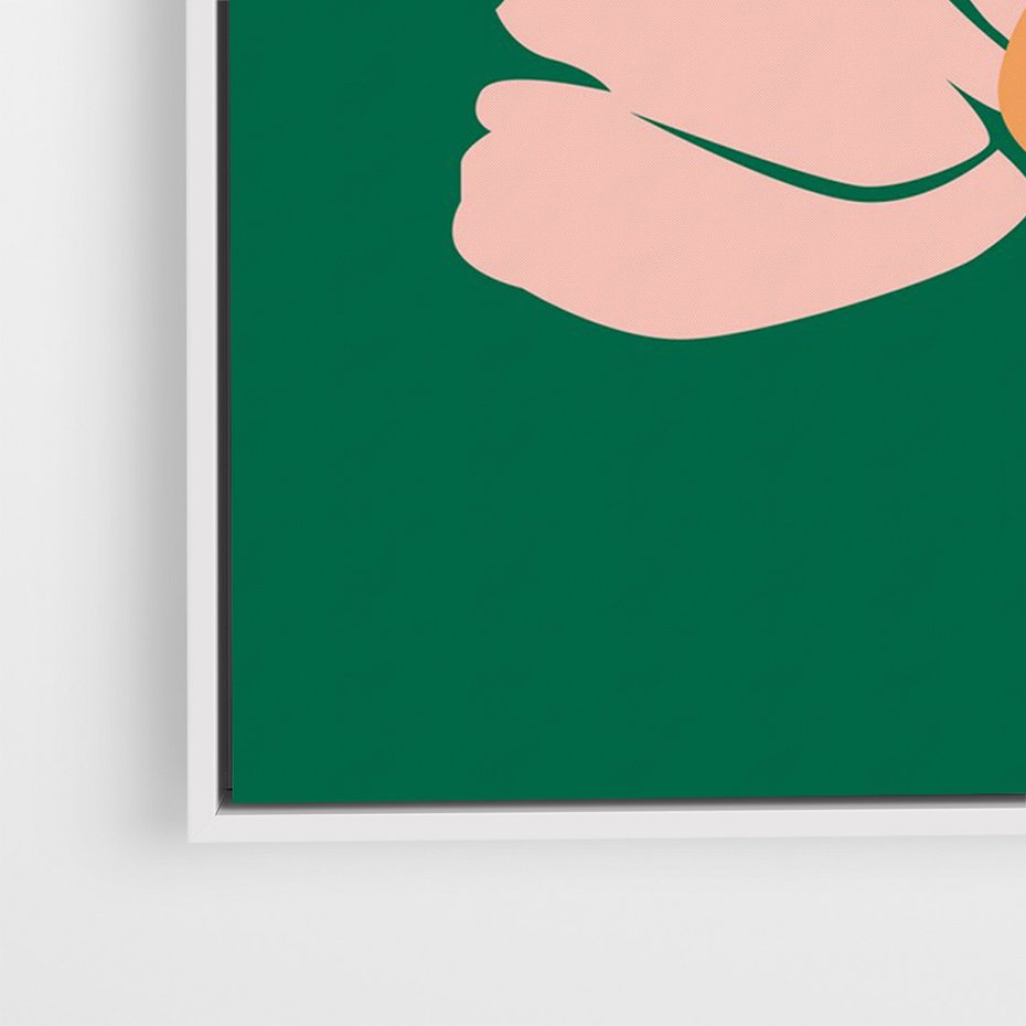 Obraz w ramie 80x120 - Rozbijające Echa - abstrakcyjne kwiaty, zielone tło - rama biała