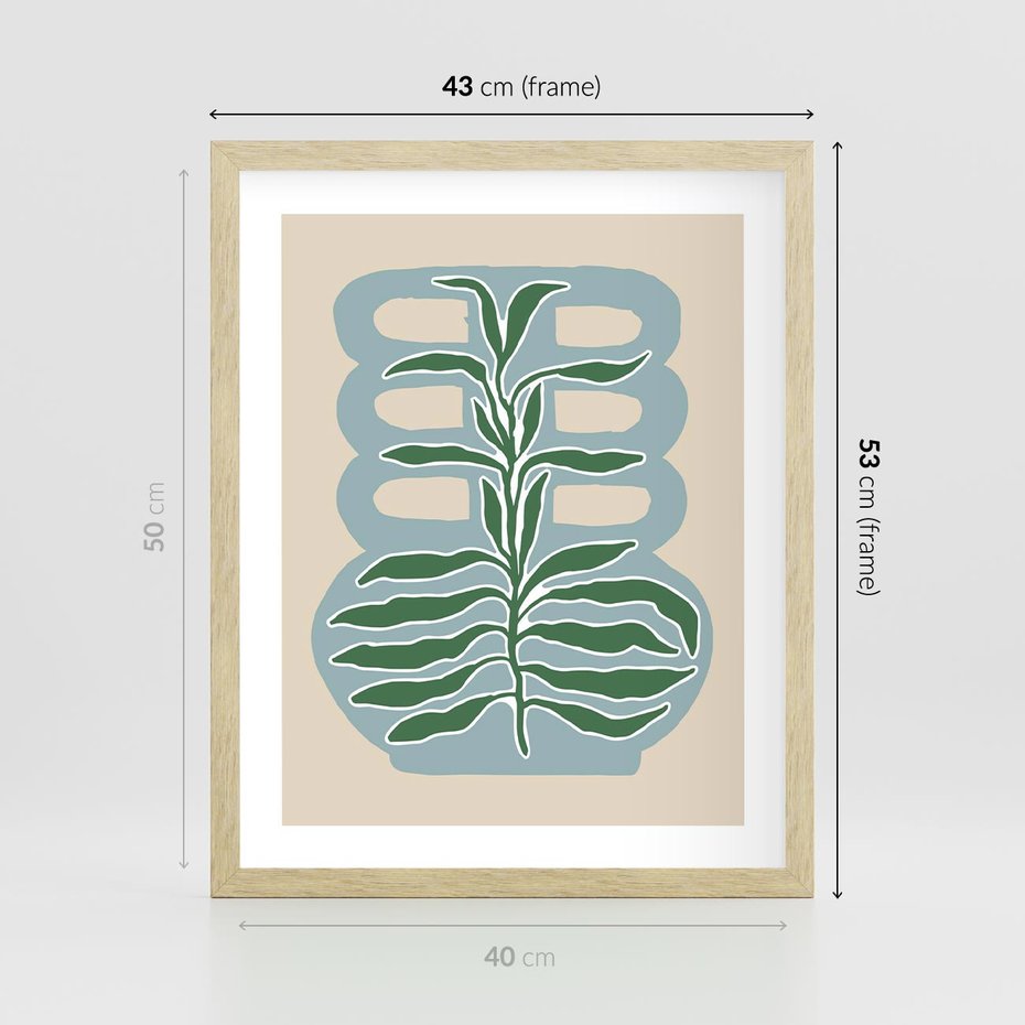 Plakat w ramie 40x50 - Wewnętrzne Spektrum - boho styl, wazon - rama drewno