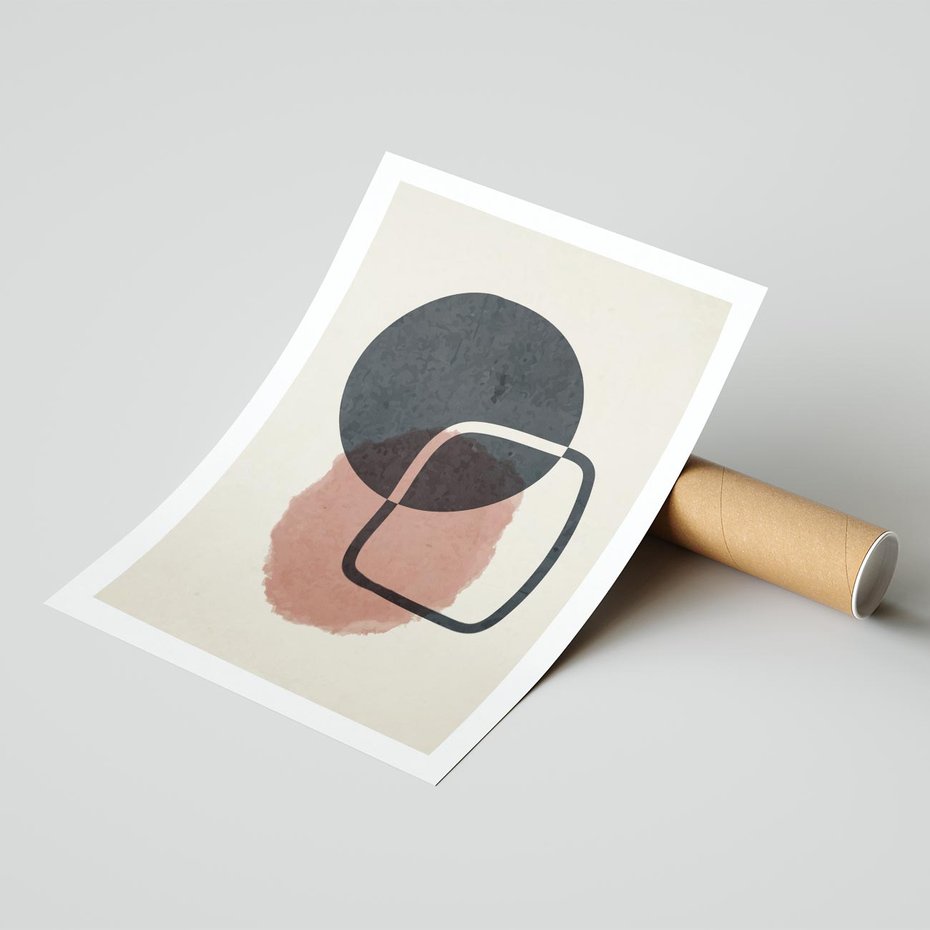 Plakat bez ramy 21x30 - Abstrakcyjna Harmonia - abstrakcyjne nieregularne kształty, minimalistyczny plakat