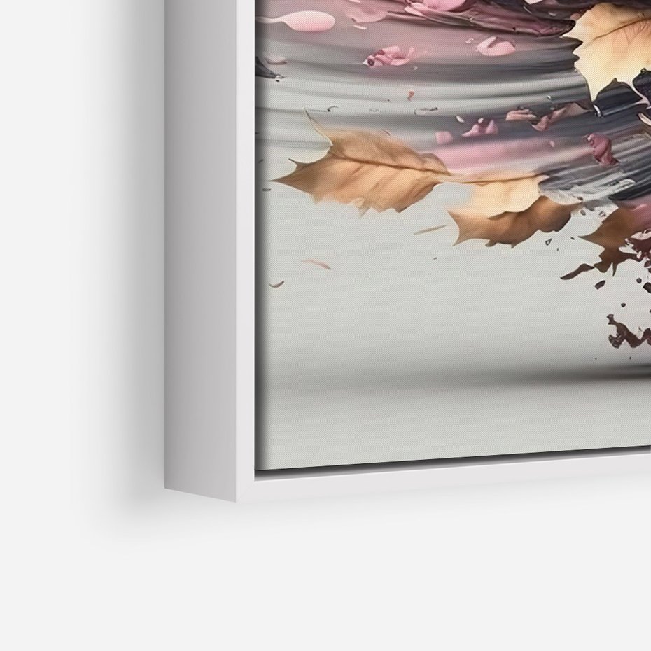 Obraz w ramie 50x70 - Kwiatowy Wir - nowoczesna grafika komputerowa, wir z kwiatów - rama biała