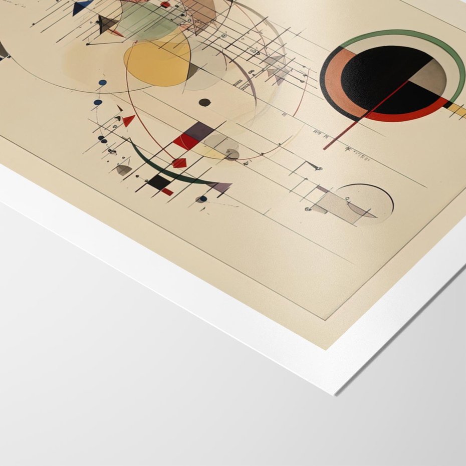 Plakat bez ramy 21x30 - Impulsy Wydobyte z Cienia - abstrakcyjna geometryczna kompozycja, koła linie